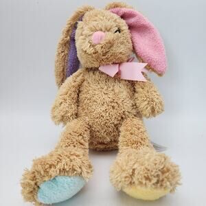 Animal Adventure Bunny Rabbit Plush 12" Pastel Blue Yellow Feet Purple Pink Ears